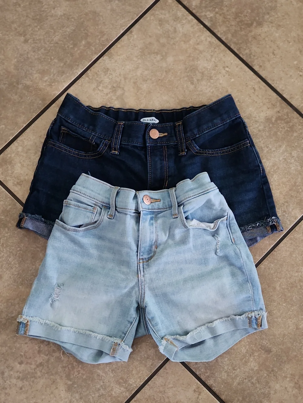 Old Navy Girls Denim Shorts Duo - Light Blue & Dark Blue